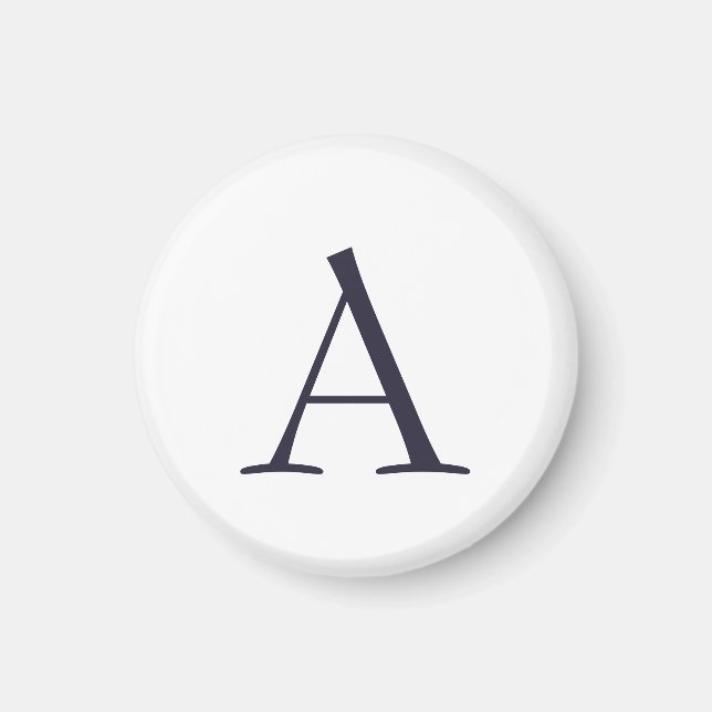 Blue Plain Elegant Modern Monogram Initial Magnet (Front)