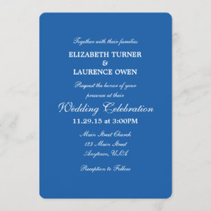 Blue Plain Simple Wedding Invitation