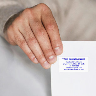 Blue Plain Text Business Brand on Address Label