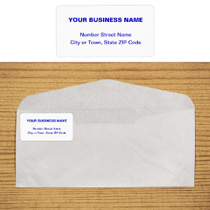 Blue Plain Texts on White Business Address Label