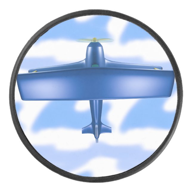 Blue Plane Aviation Sky Blue Clouds Puck (Front)