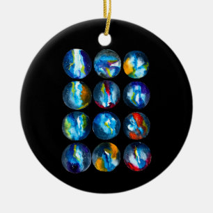 Blue planet nebula galaxy watercolor ceramic tree decoration