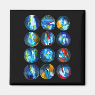 Blue planet nebula galaxy watercolor magnet