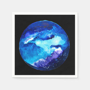 Blue planet nebula galaxy watercolor napkin