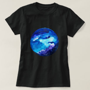 Blue planet nebula galaxy watercolor T-Shirt
