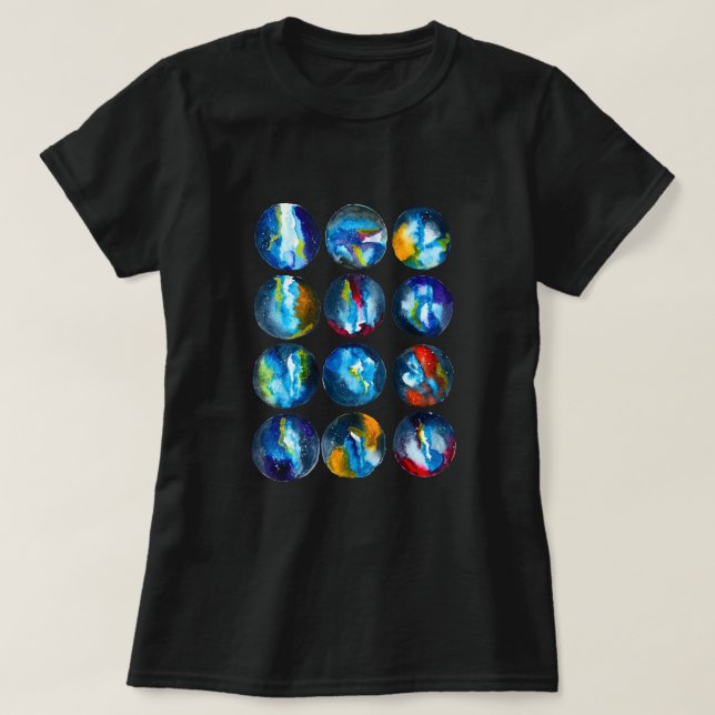 Blue planet nebula galaxy watercolor T-Shirt (Design Front)
