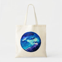 Blue planet nebula galaxy watercolor