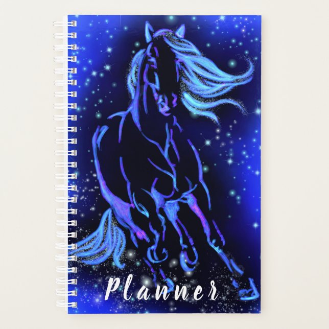 Blue  Planner Horse Running At Starry Night  (Front)