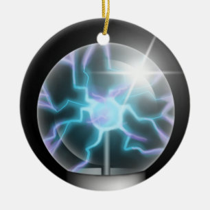 Blue Plasma Ball Ceramic Tree Ornament