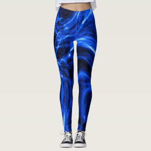Blue Plasma Energy Abstract Art Leggings