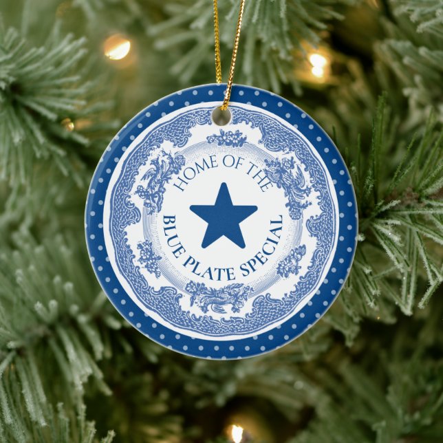 Blue plate special nostalgia culinary Christmas Ceramic Tree Decoration (Tree)