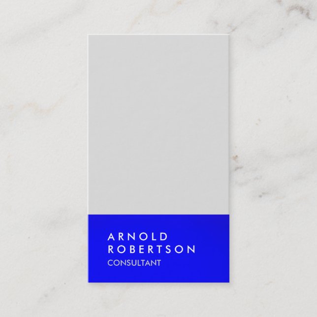 Blue Platinum Grey Trendy Modern Minimalist Simple Business Card (Front)