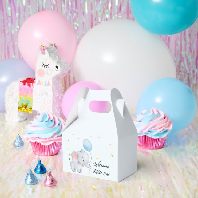 Blue Playful Elephants Favour Box (Party)