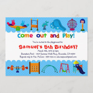 BLUE - PLAYGROUND  - Birthday Party Invitations