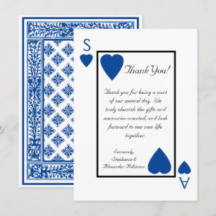 Blue Playing Card Vegas Wedding Thank You Notes