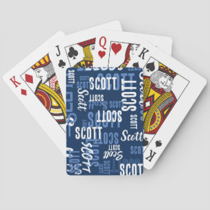 Blue Playing Cards personalised with His Name