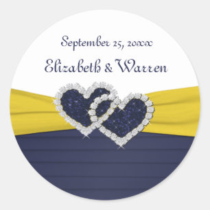 Blue pleats and Diamond Hearts Round Sticker
