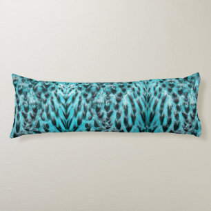 Blue plumage - cool feather design body cushion