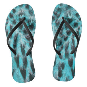Blue plumage - cool feather design flip flops