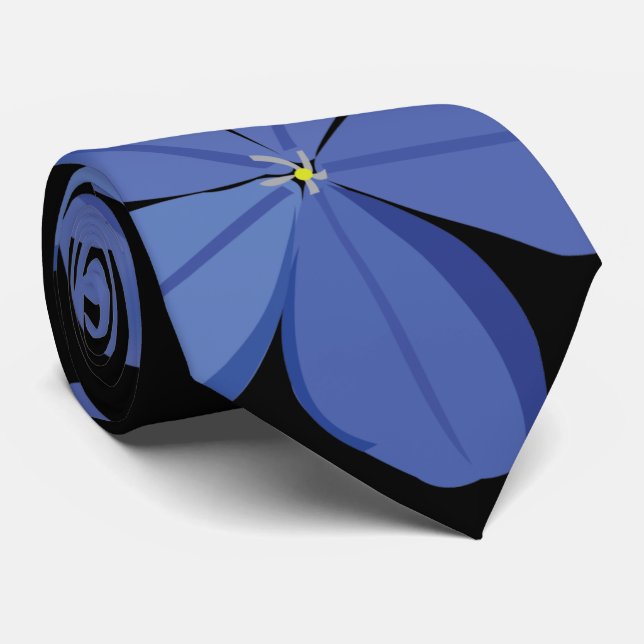 Blue Plumbago Flowers Tie (Rolled)