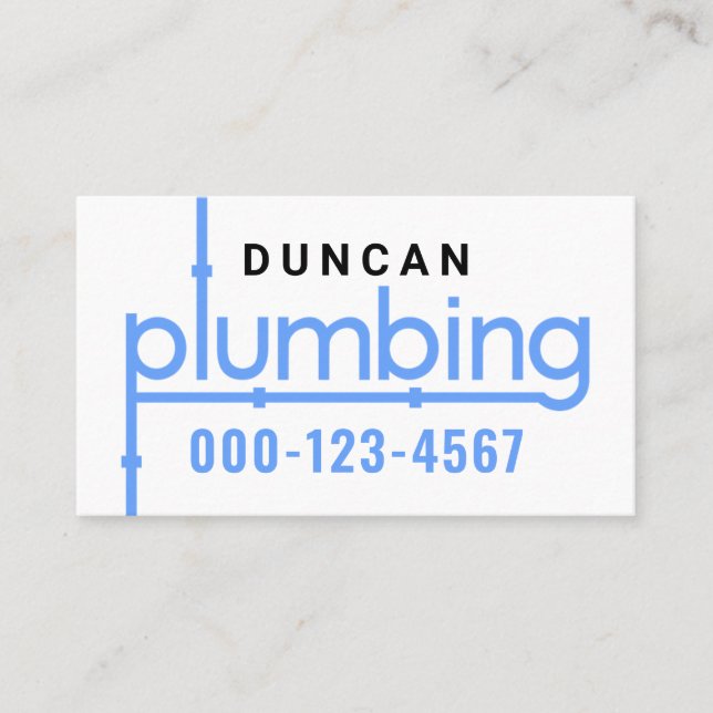 Blue Plumbing Pipeline Plumber Business Card (Front)