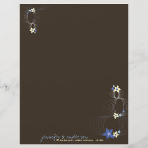 Blue Plumeria Frangipani Flower Chic Ikebana Zen Letterhead Design