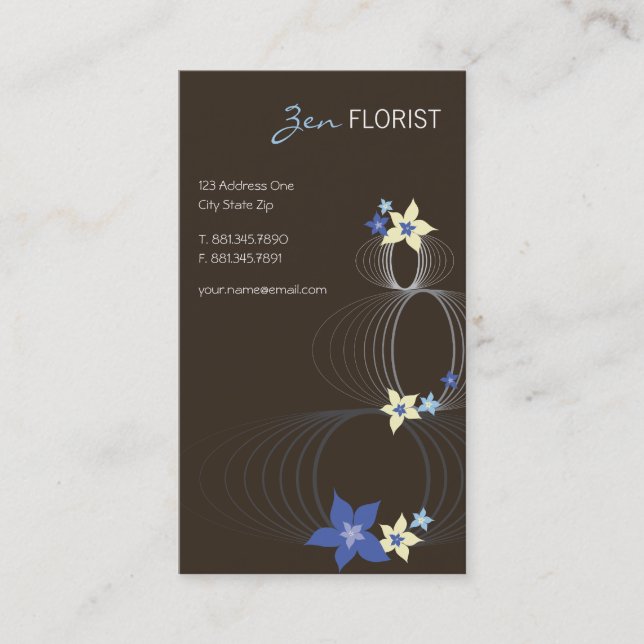 Blue Plumeria Frangipani Ikebana Zen Businesscards Business Card (Front)