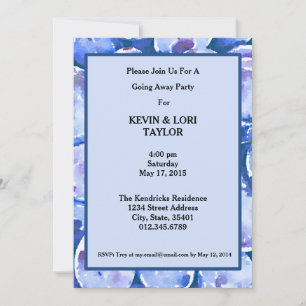 Blue Plums Watercolor Going Away Party Invitation