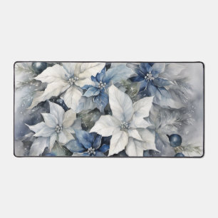 "Blue Poinsettas" Desk Mat