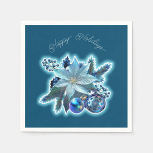 Blue Poinsettia Joy Napkin