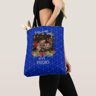 Blue Poinsettias Pet Photo Best Christmas Ever Tote Bag