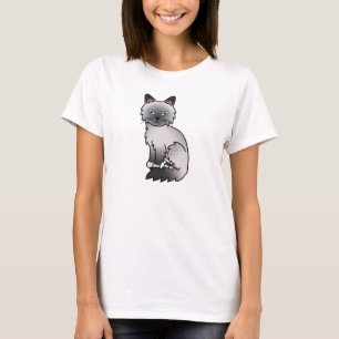 Blue Point Birman / Ragdoll Cat Cartoon Drawing T-Shirt