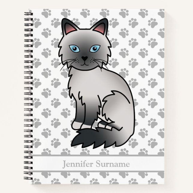 Blue Point Birman / Ragdoll Cat & Custom Text Notebook (Front)