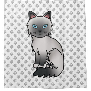 Blue Point Birman / Ragdoll Cat & Paws Shower Curtain