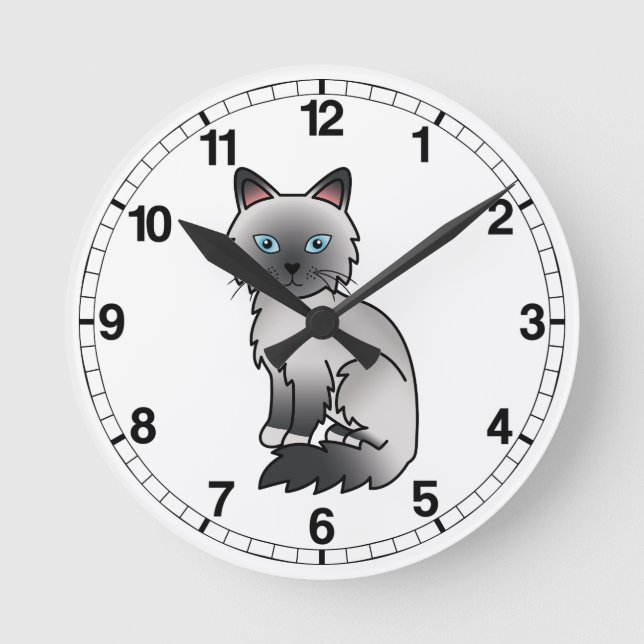 Blue Point Birman / Ragdoll Cat Round Clock (Front)