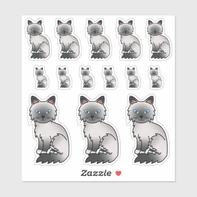 Blue Point Birman / Ragdoll Cute Cartoon Cats (Sheet)