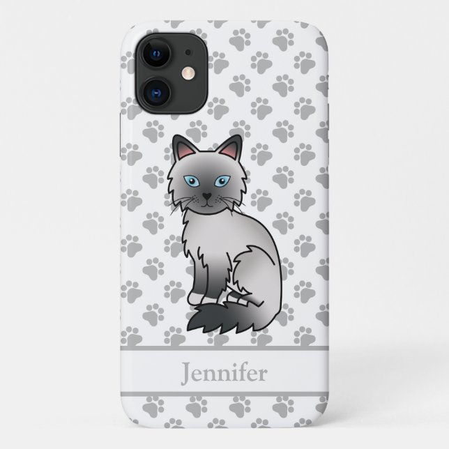 Blue Point Birman / Ragdoll Cute Cat & Name Case-Mate iPhone Case (Back)