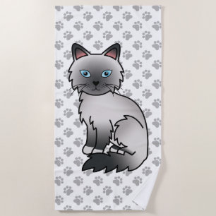 Blue Point Birman / Ragdoll Cute Cat & Paws Beach Towel