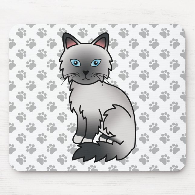 Blue Point Birman / Ragdoll Cute Cat & Paws Mouse Mat (Front)