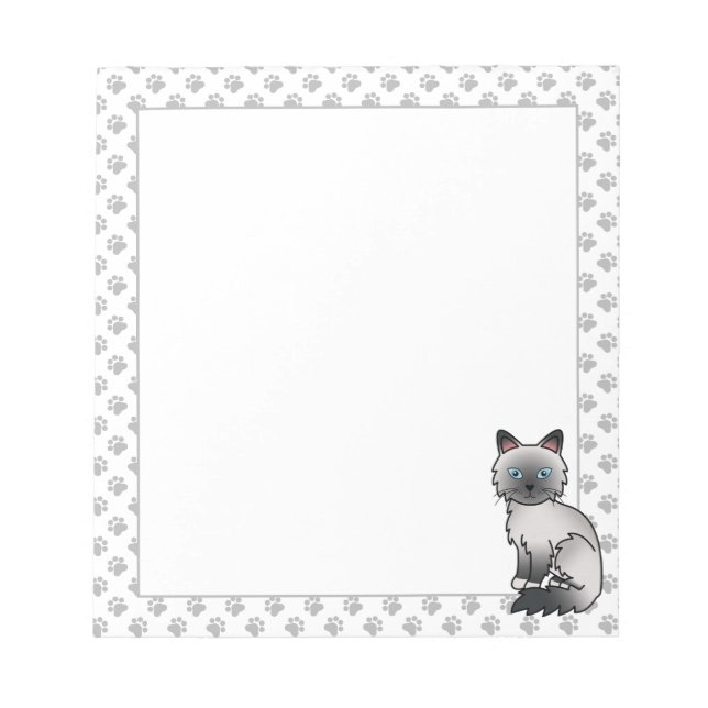 Blue Point Birman / Ragdoll Cute Cat & Paws Notepad (Front)