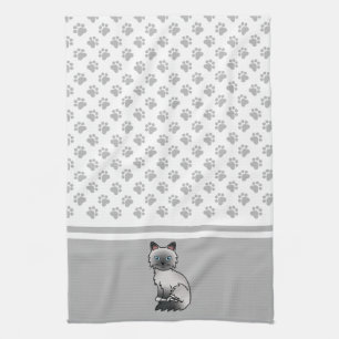 Blue Point Birman / Ragdoll Cute Cat & Paws Tea Towel