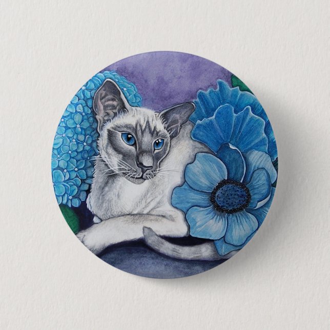 Blue Point Siamese cat 6 Cm Round Badge (Front)