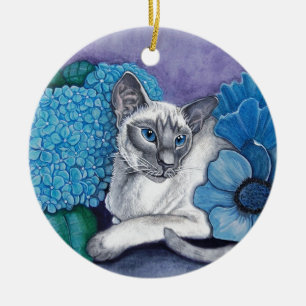 Blue Point Siamese Cat Ceramic Tree Decoration