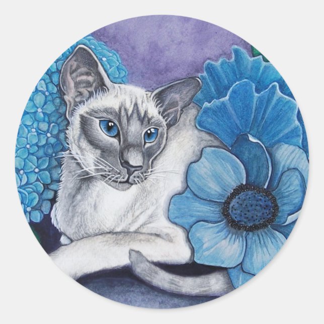 Blue Point Siamese cat Classic Round Sticker (Front)