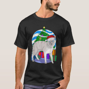 Blue Point Siamese Cat Cute Santa Christmas Tree D T-Shirt