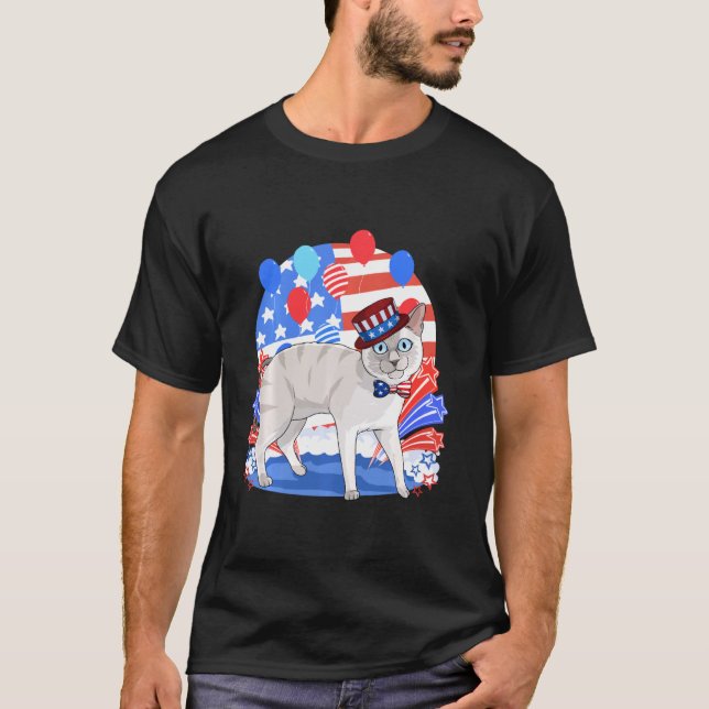 Blue Point Siamese Merica 4th Of July American Pat T-Shirt (Front)