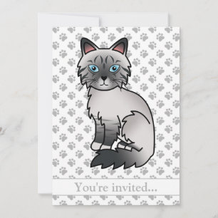 Blue Point Tabby Birman/Ragdoll Cat Birthday Party Invitation