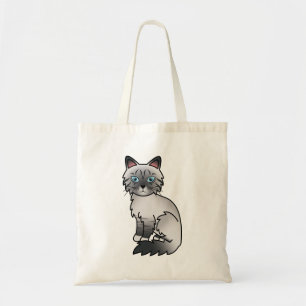 Blue Point Tabby Birman / Ragdoll Cat Cartoon Art Tote Bag