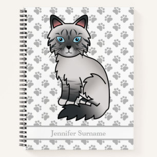 Blue Point Tabby Birman/Ragdoll Cat & Custom Text Notebook