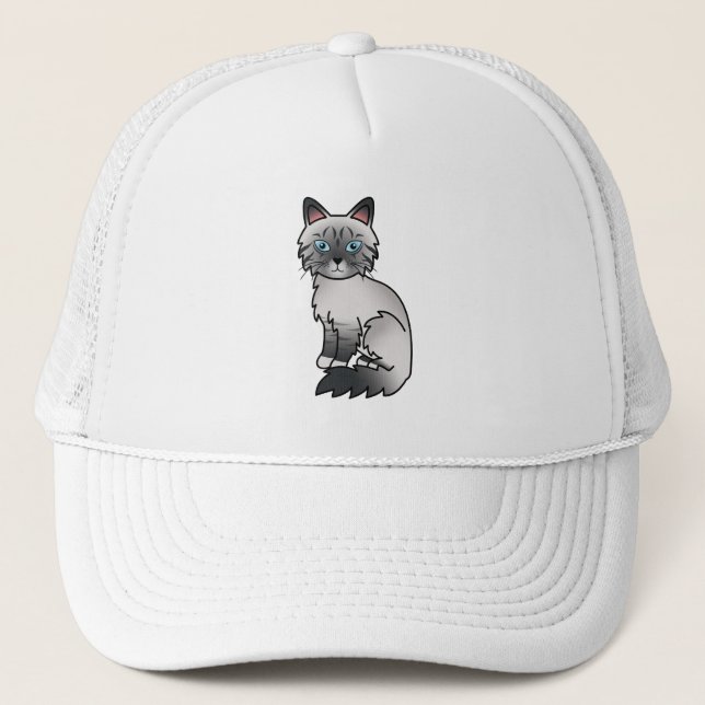 Blue Point Tabby Birman / Ragdoll Cat Trucker Hat (Front)